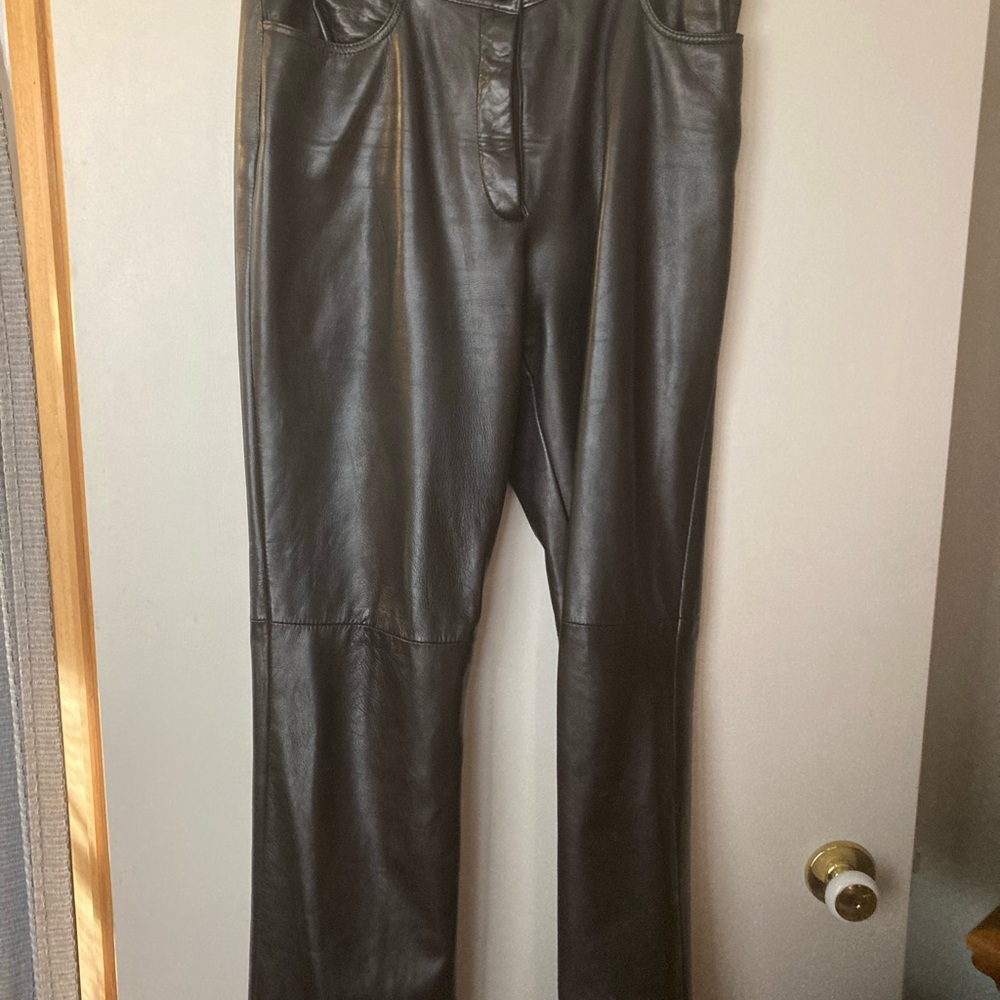 Danier Black Leather Flare Pants
